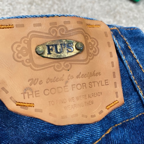 Fu's Fu's Highwaisted Blue Jean Skirt With Front & Back Pockets Size M - Picture 10 of 13